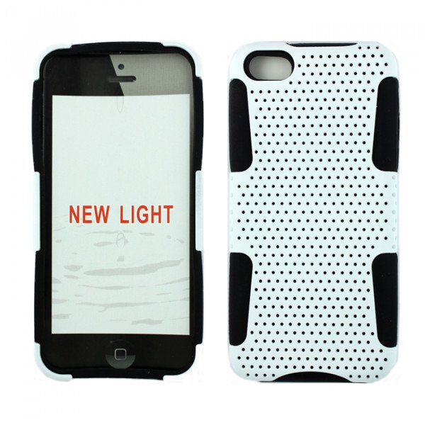 Wholesale iPhone 5C Mesh Hybrid Case (White - Black)